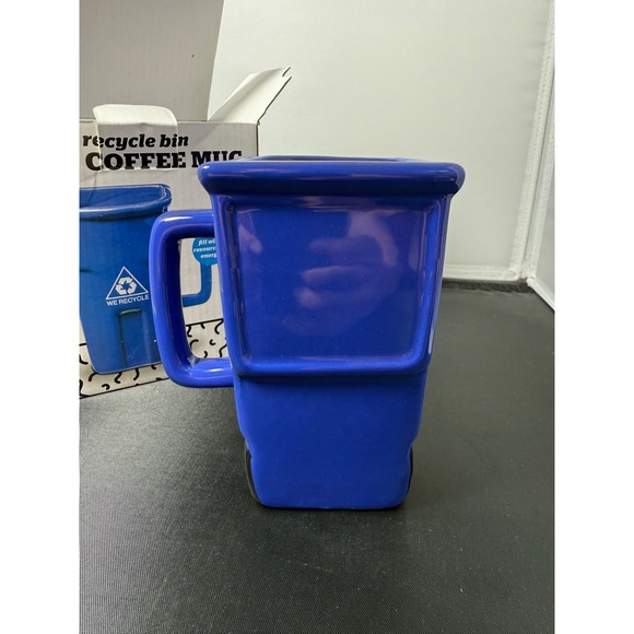 We Recycle Bin Coffee Mug Blue Novelty Collectible Gift with box - Picture 5 of 9